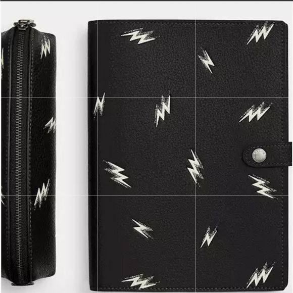 ⚡️ COACH BOXED NOTEBOOK AND PENCIL CASE SET WITH LIGHTING BOLT PRINT ⚡️ NWT ⚡️